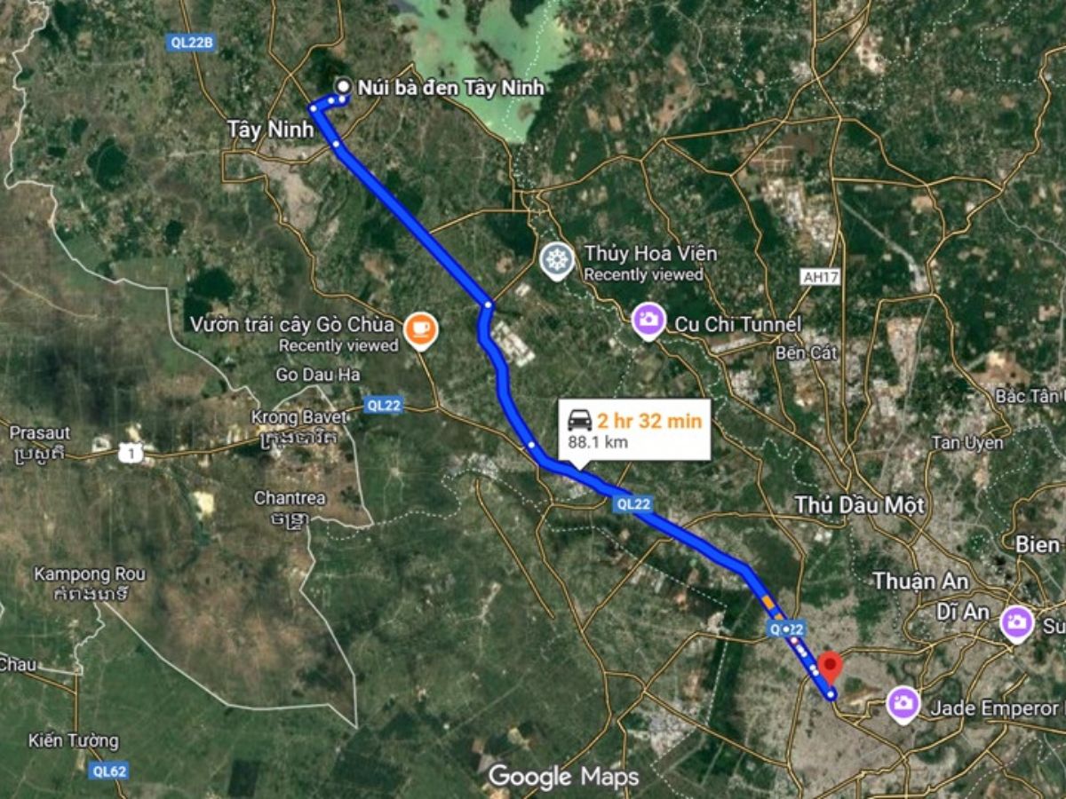 Di chuyển từ TP. Hồ Chí Minh đi chùa Linh Sơn Hòa Đồng. 