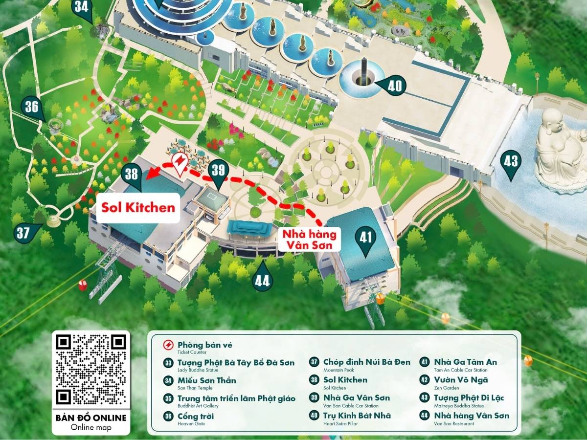 Nhà hàng nằm ngay trong khu du lịch Sun World Ba Den Mountain, tọa lạc ở trung tâm Tây Ninh.