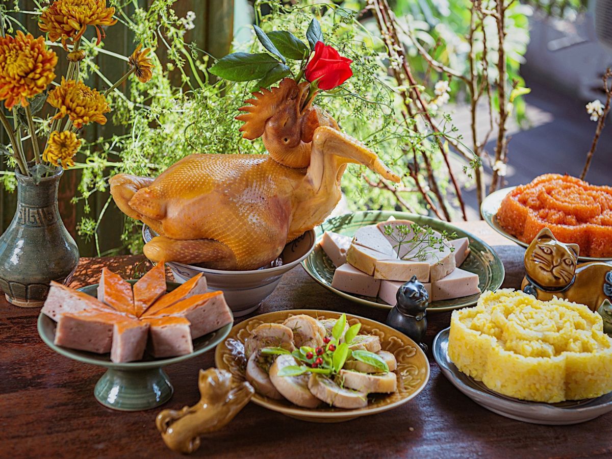 Mâm lễ gọn gàng thể hiện sự tôn kính với Thổ Công. 