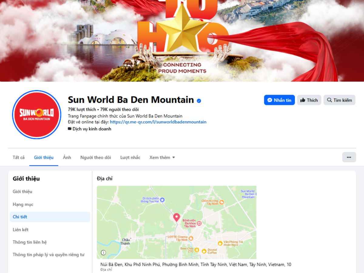 Fanpage chính thức của Sun World Ba Den Mountain với 79 nghìn lượt theo dõi. 