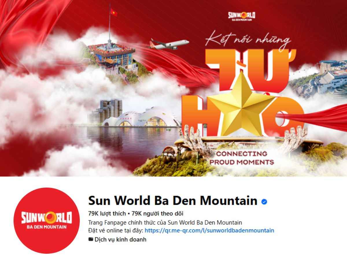 Fanpage chính thức với gần 80 nghìn lượt theo dõi trên Facebook của Sun World Ba Den Mountain.