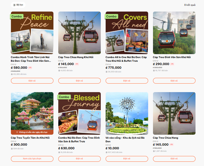 Du khách có thể đặt vé tiện lợi ngay tại website Sun World Ba Den Mountain