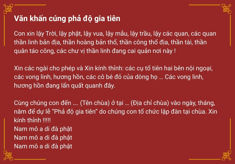 Bài khấn lễ cầu siêu phả độ gia tiên. (Nguồn: Sưu tầm)
