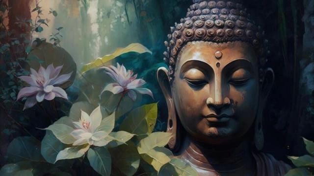 An nhiên giữa hoa lá và tĩnh mịch, gợi nhắc trạng thái tâm lặng sáng, không vướng bụi trần. (Nguồn: Sưu tầm)