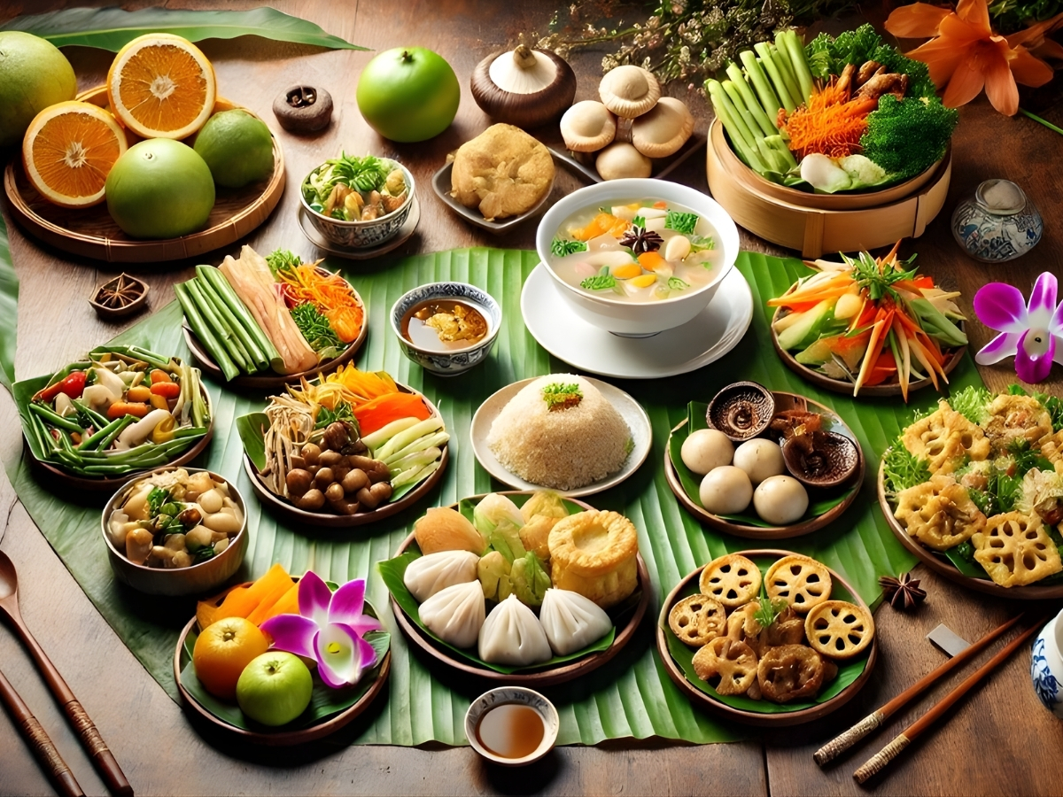 Mâm cơm chay nhiều món và phù hợp với gia đình đông người. (Nguồn: Sưu tầm)